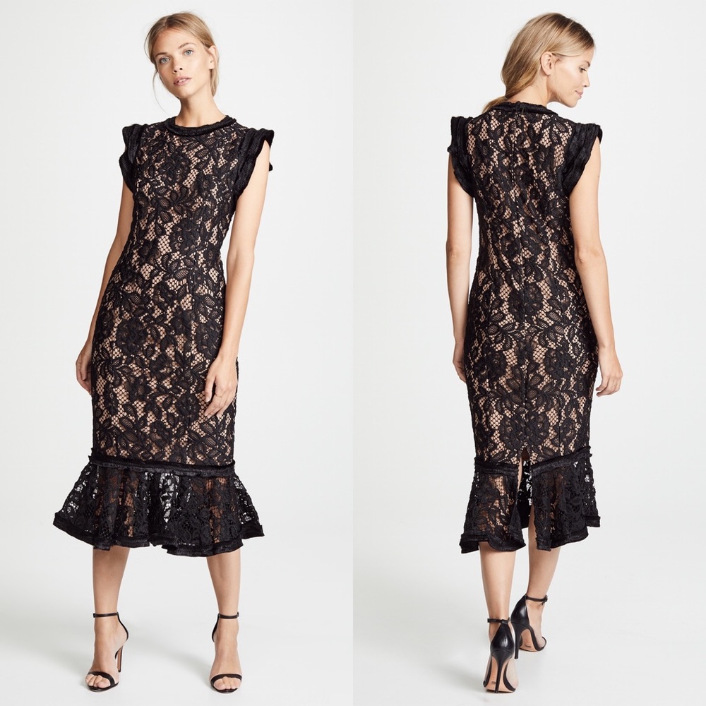 Alexis Kleo Black Midi Dress - NEW
